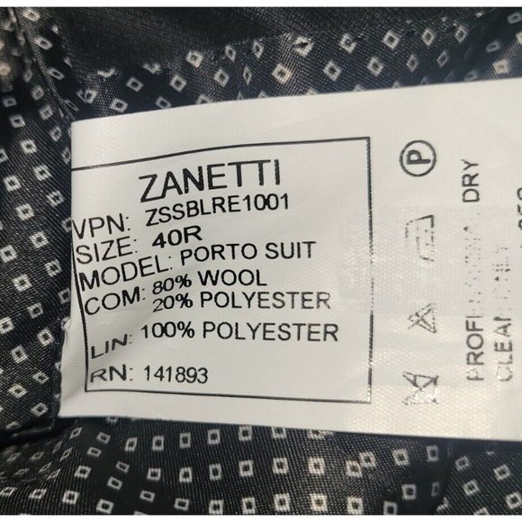 Zanetti Porto Black Slim Fit Wool Blazer 40R NEW - Picture 4 of 7
